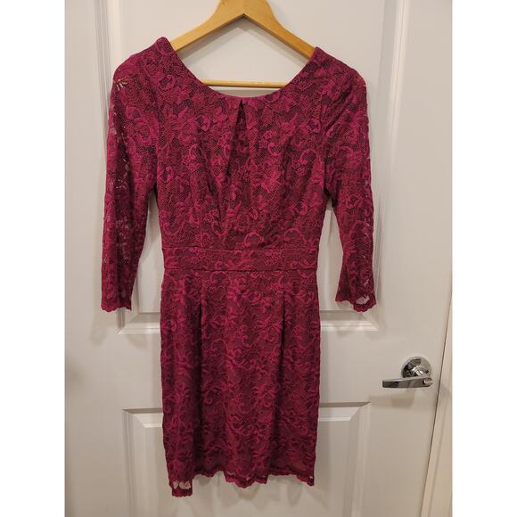 Deep Cherry Red Lace Mini Dress - Picture 4 of 6